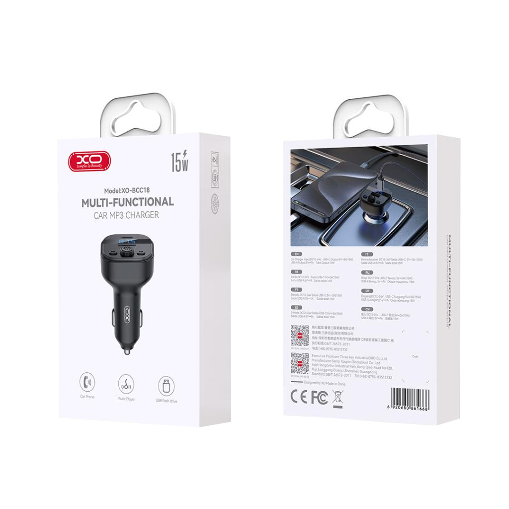 FM Bluetooth -modulaattori XO Design BCC18, 1 x USB-A - 1 x USB-C