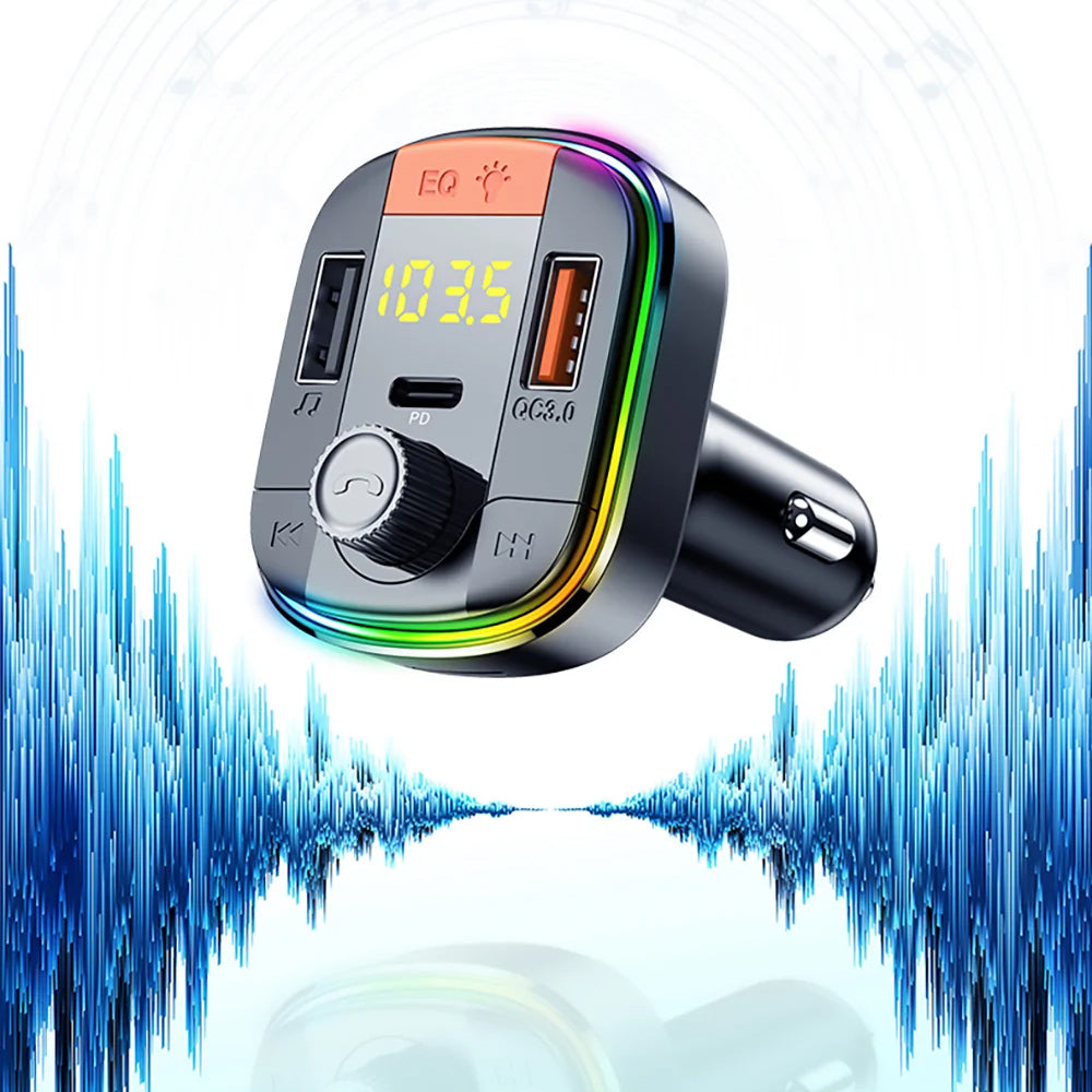 FM Bluetooth -modulaattori Yesido Y45, 2 x USB-A - 1 x USB-C - 1 x microSD