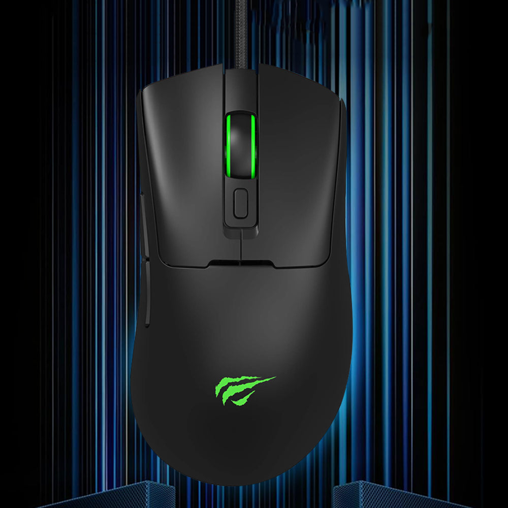 Pelihiiri Wired USB HAVIT MS966, RGB, 800DPI - 12000DPI, 1.6m, Musta