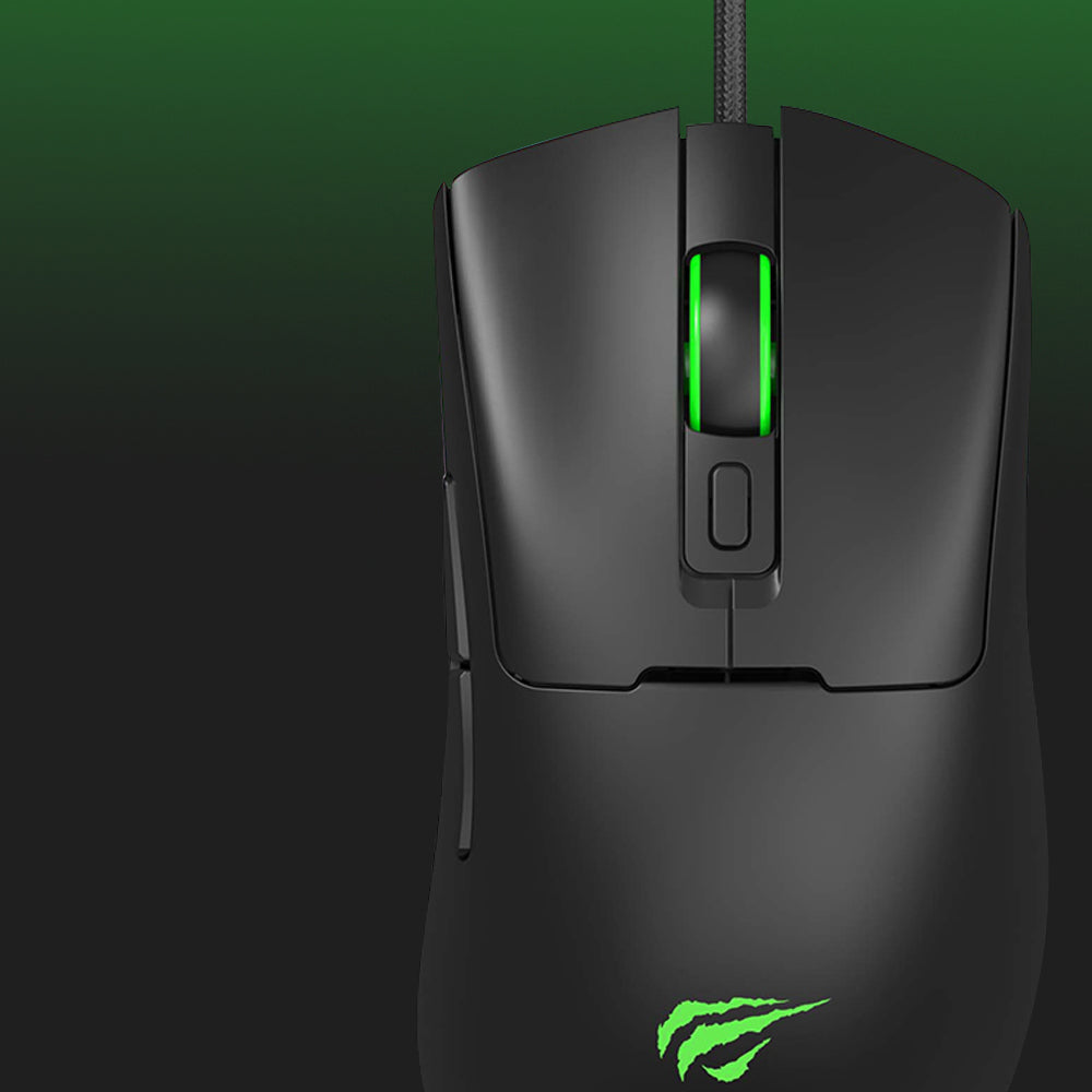 Pelihiiri Wired USB HAVIT MS966, RGB, 800DPI - 12000DPI, 1.6m, Musta