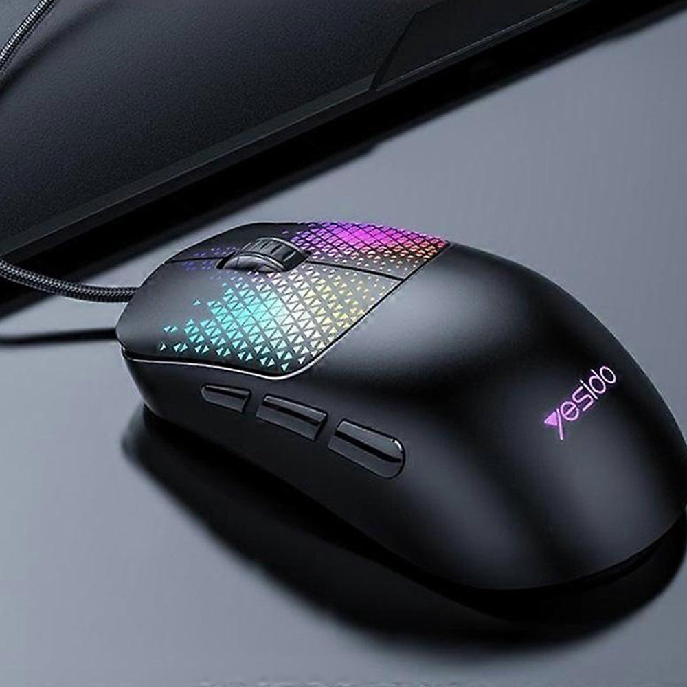 Pelihiiri Wired USB Yesido KB32, RGB, 7200DPI, Musta