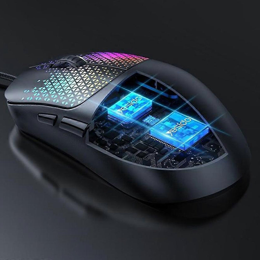 Pelihiiri Wired USB Yesido KB32, RGB, 7200DPI, Musta