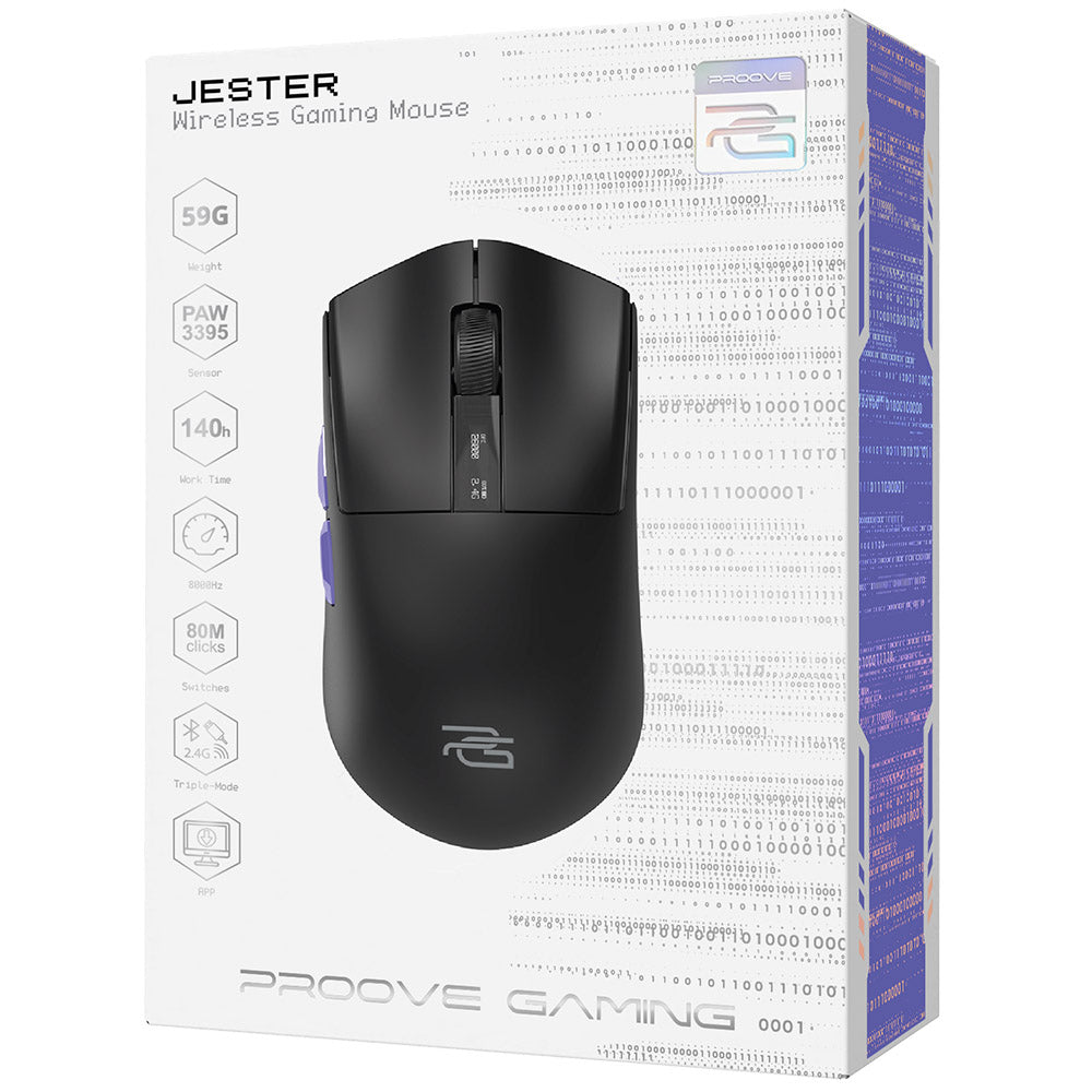 Langaton pelihiiri Proove Jester, 800DPI - 26000DPI, OLED-näyttö, Musta WMJS00022001