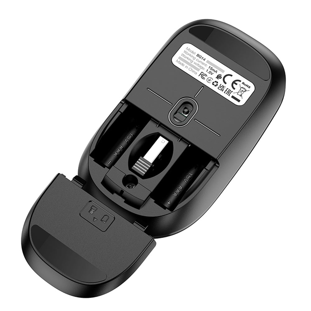 Langaton hiiri Borofone BG14 Planet, 1000DPI, BT / Wi-Fi, Musta