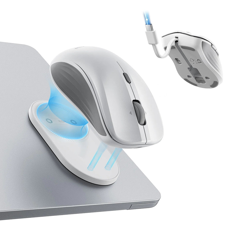 Langaton ESR MagMouse -hiiri, 800DPI - 4800DPI, BT / Wi-Fi, Valkoinen
