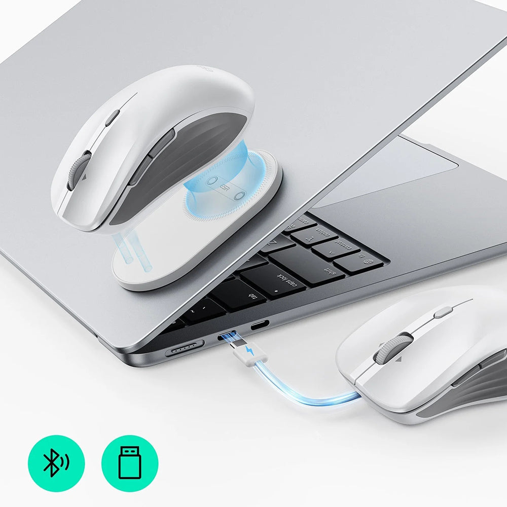 Langaton ESR MagMouse -hiiri, 800DPI - 4800DPI, BT / Wi-Fi, Valkoinen