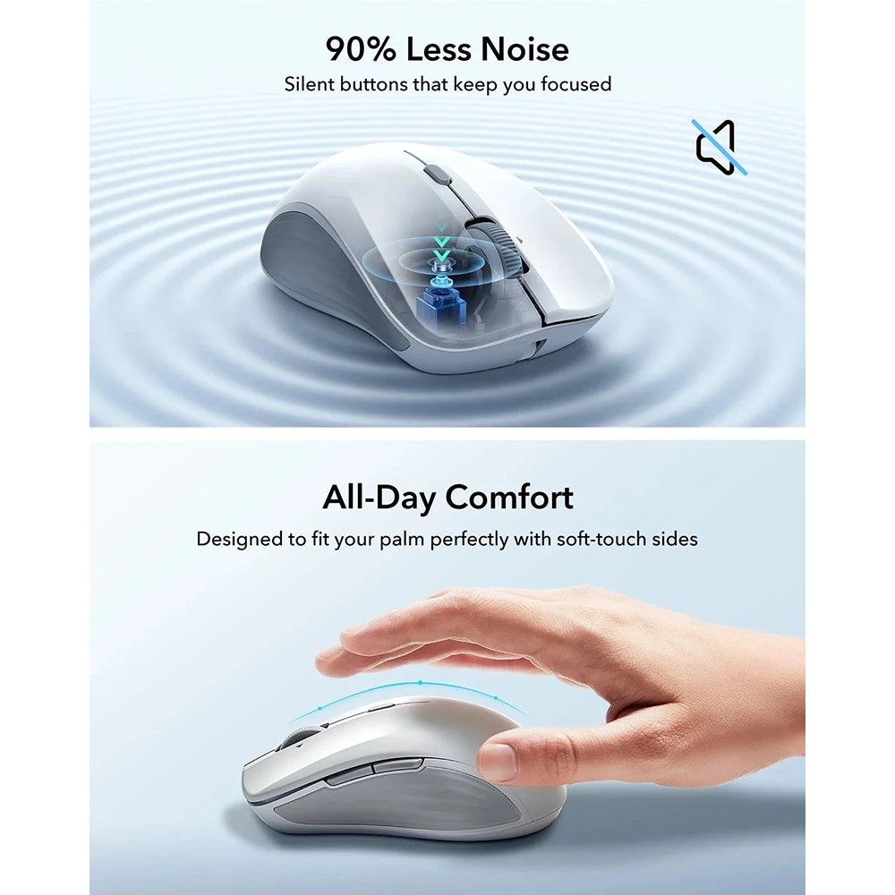 Langaton ESR MagMouse -hiiri, 800DPI - 4800DPI, BT / Wi-Fi, Valkoinen