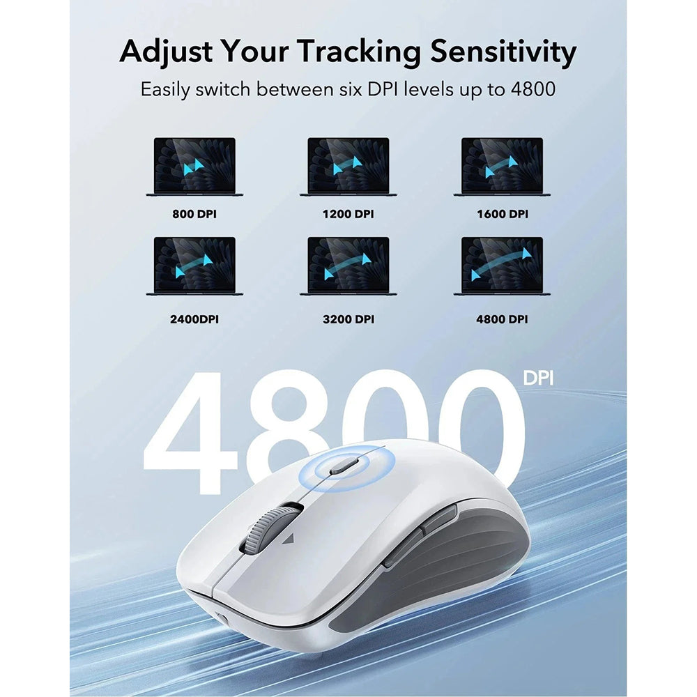 Langaton ESR MagMouse -hiiri, 800DPI - 4800DPI, BT / Wi-Fi, Valkoinen