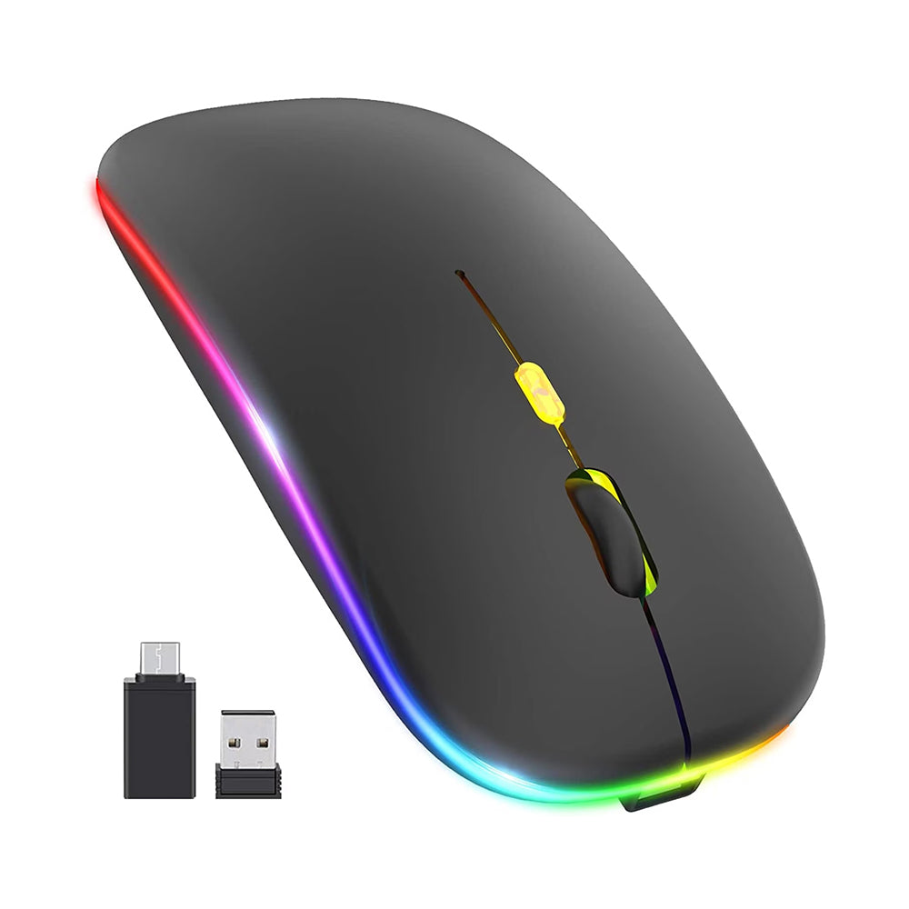 Langaton hiiri Techsuit M1, RGB, 1600DPI, BT / Wi-Fi, Musta