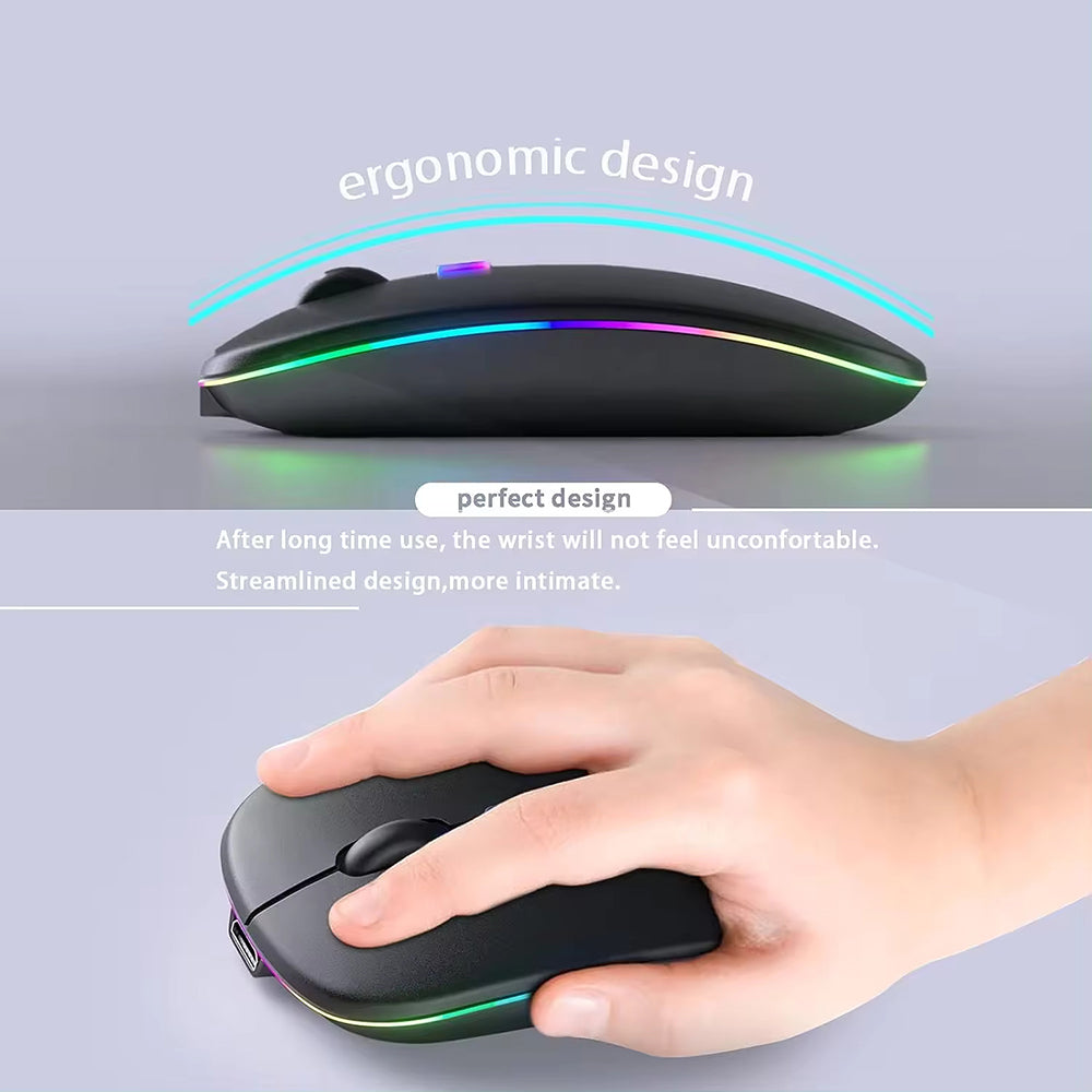 Techsuit M1 Wireless Mouse, RGB, 1600DPI, BT / Wi-Fi, Black