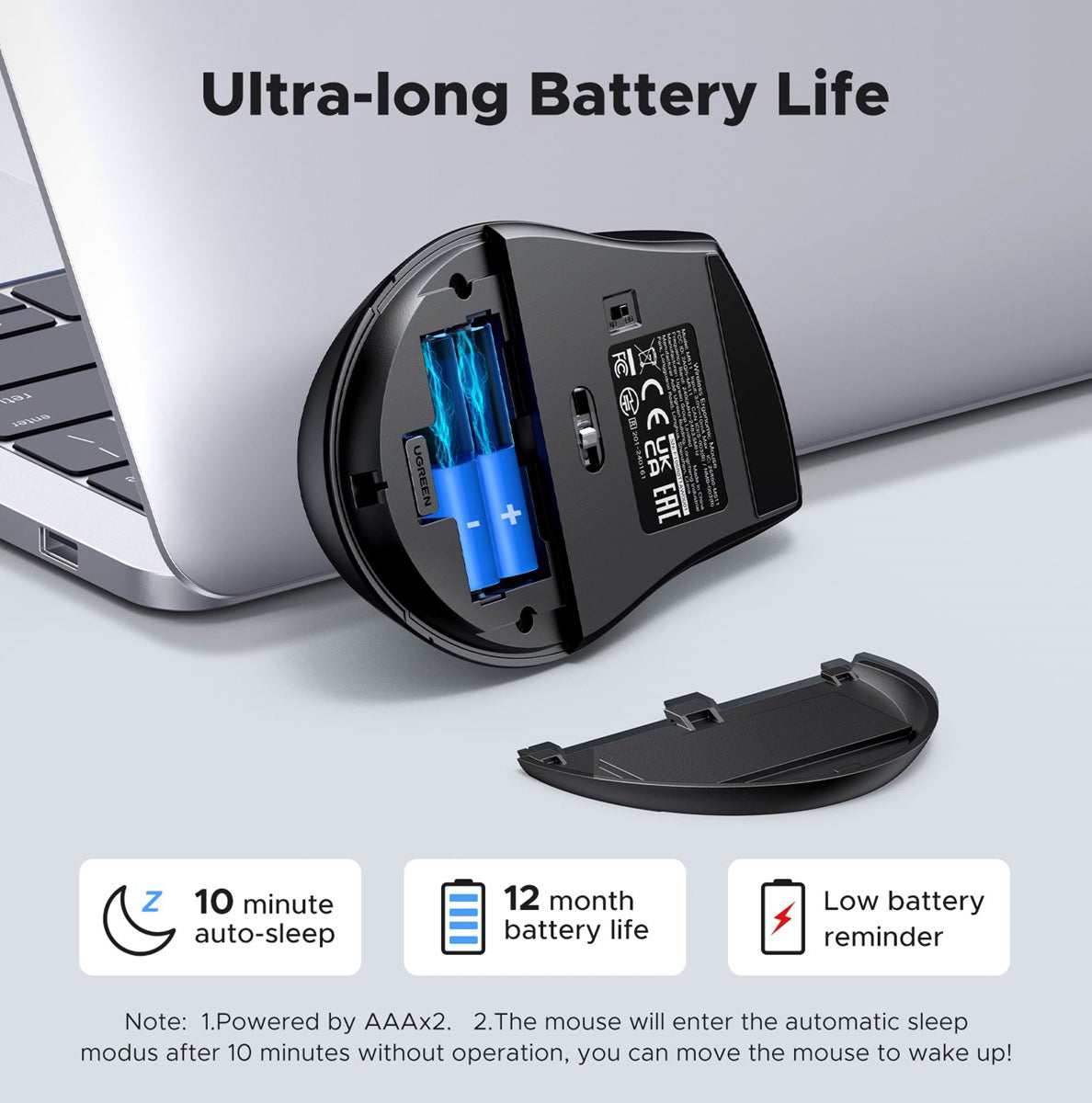 UGREEN M511 Langaton Hiiri, 1600DPI, Musta