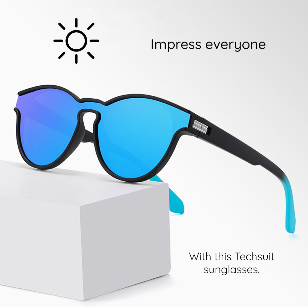 Unisex Techsuit TR7545 Sunglasses, Polarized, UV Protection, Black Gray