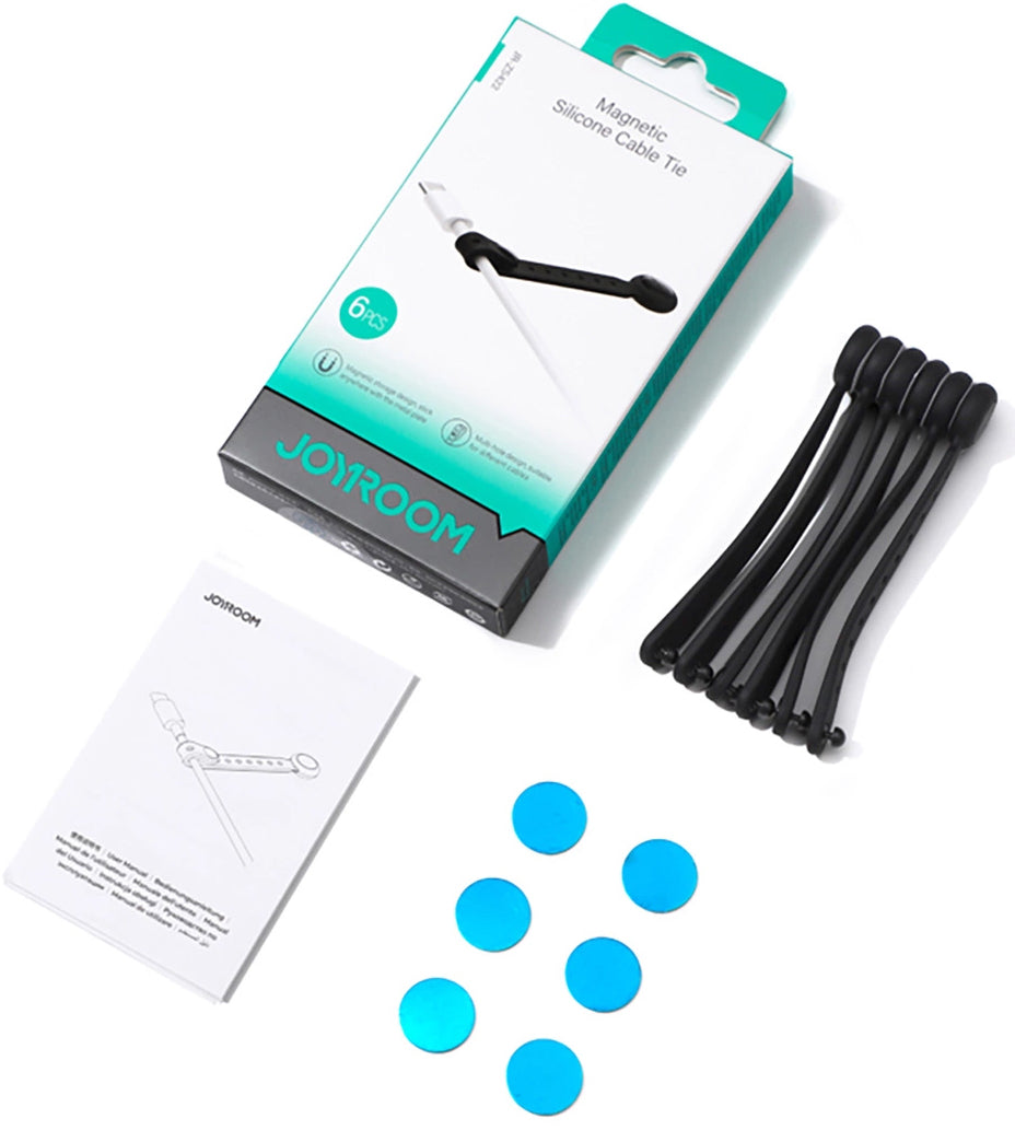 Kaapelien järjestäjä Joyroom JR-ZS422, Magneettinen, 6 kappaleen setti, Musta
