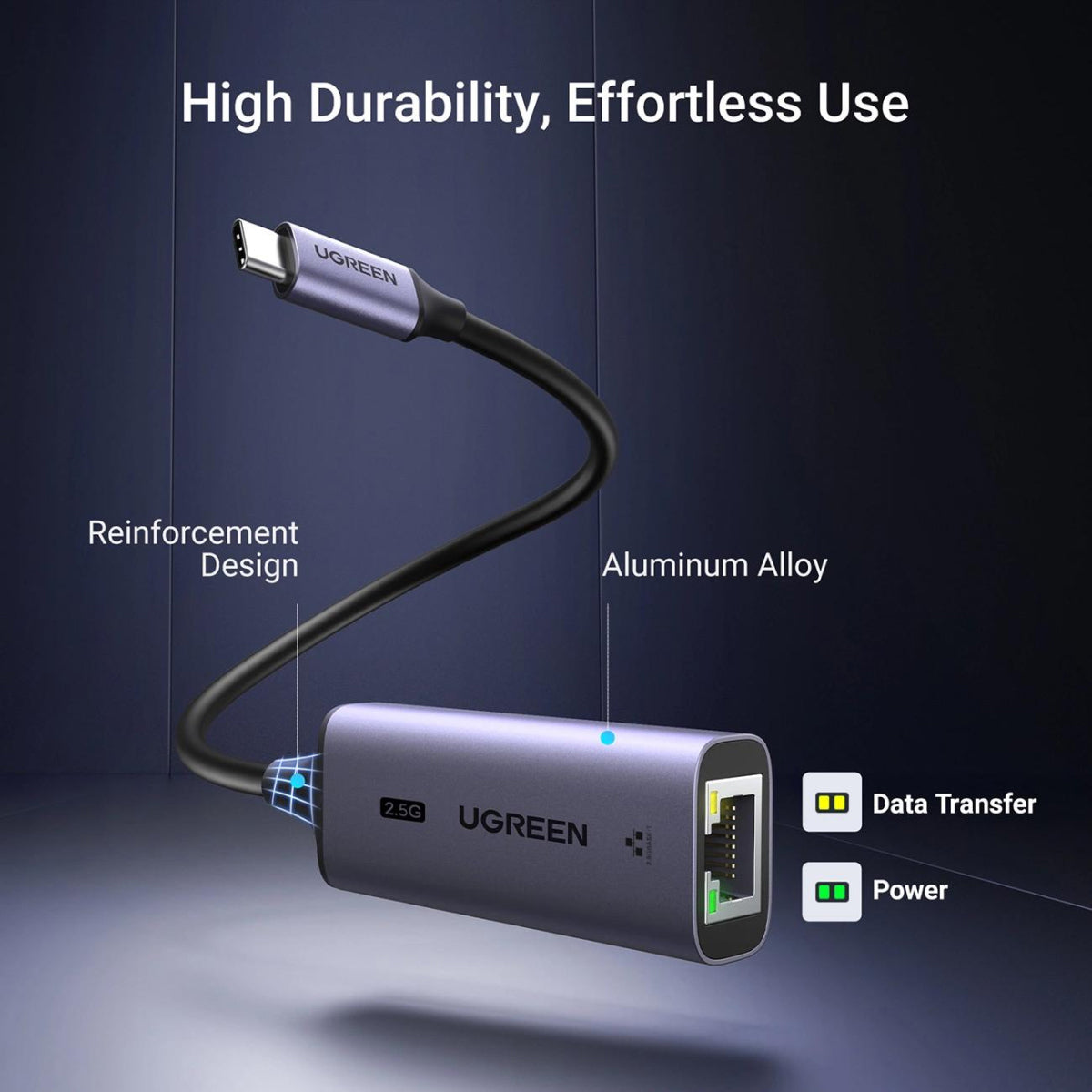 UGREEN CM648 -verkkokortti, RJ45, USB, harmaa