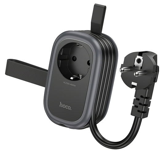 Jatkojohto HOCO NS6, 12W, 2.4A, 2 x USB-A - 1 x USB-C - 1 x Schuko, musta