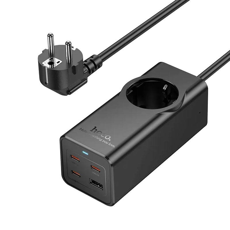 HOCO NS9 Extension Cord, 1 x Schuko, Black