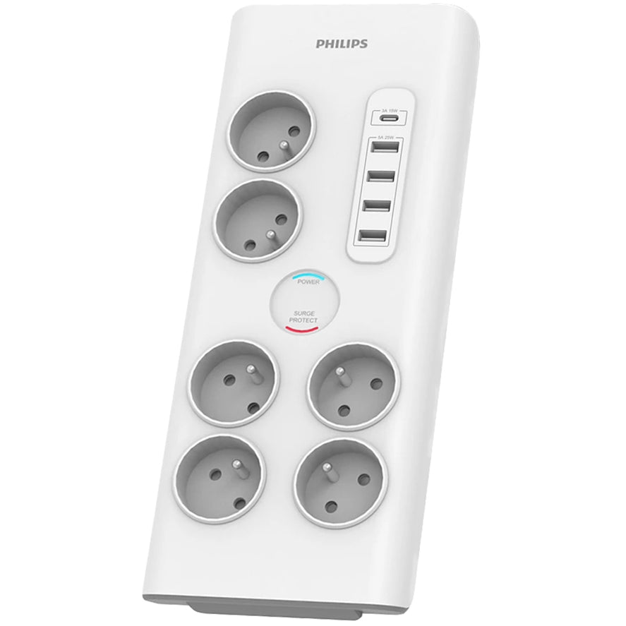 Philips-jatkojohto, 6 x Schuko, Valkoinen PHIL-SPN7060WA/60