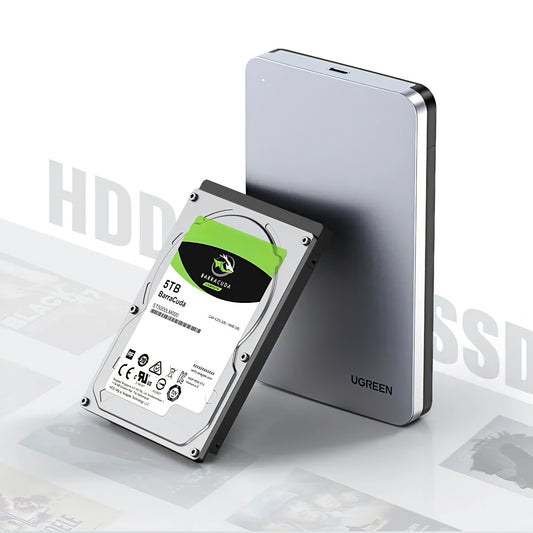 Teline UGREEN CM300 kiintolevylle / SSD:lle SATA 2.5 tuumaa, USB 3.1, harmaa