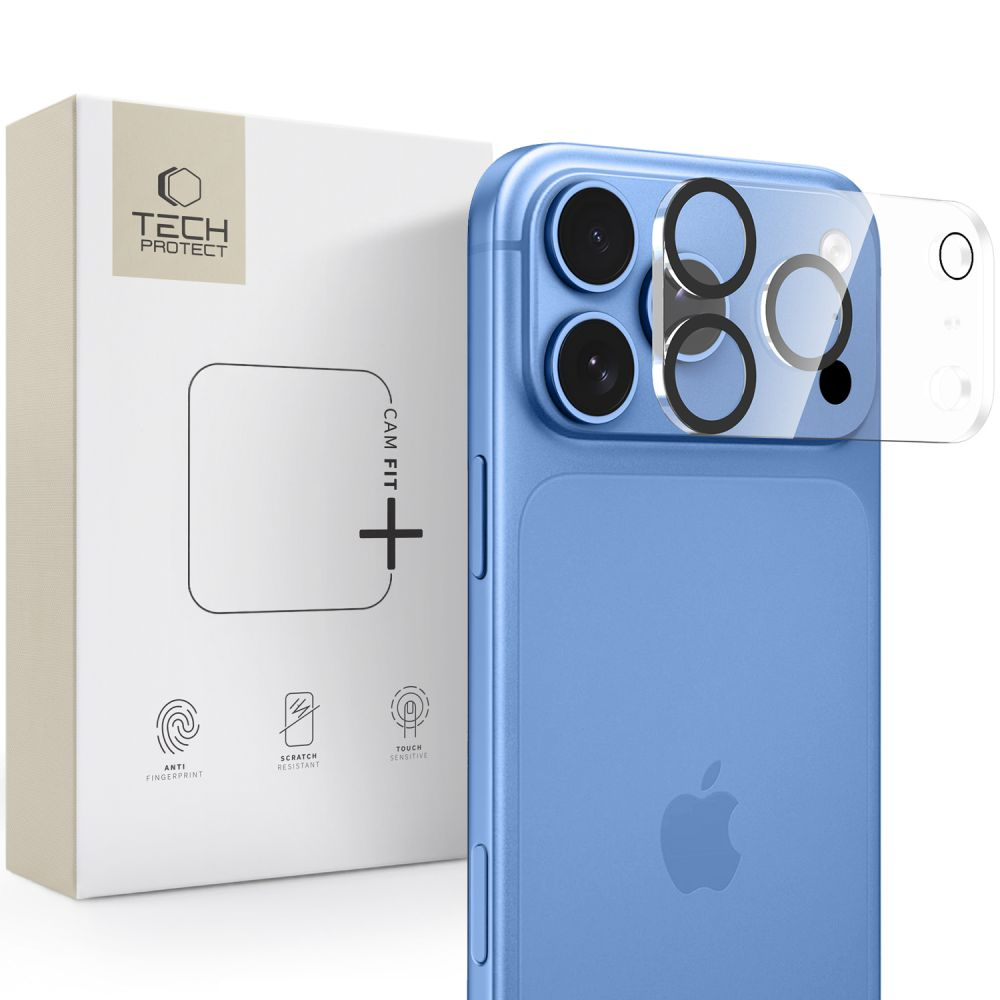 Tech-Protect Cam Fit+ takakameran suojakehys Apple iPhone 18 Prolle, karkaistu lasi, läpinäkyvä