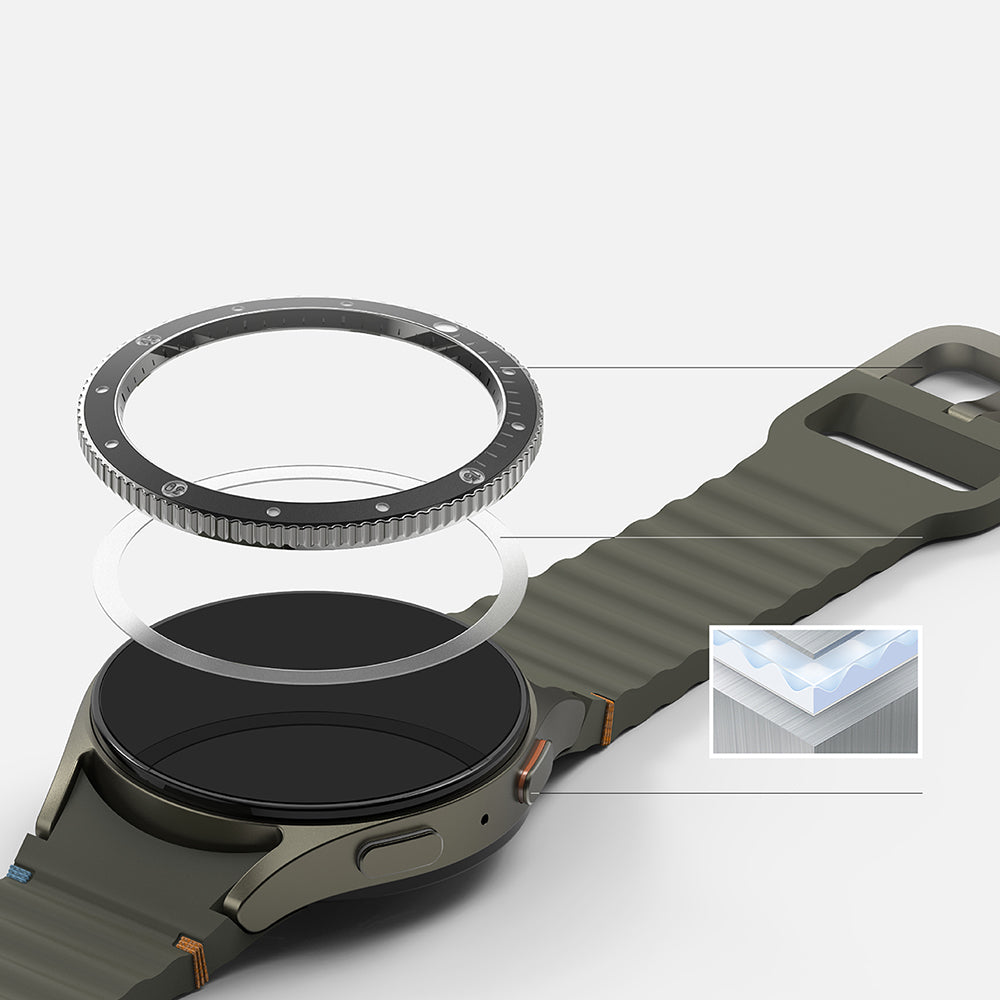 Ringke Premium Styling -suojakehys Samsung Galaxy Watch7 40mm:lle, Malli 2, Musta