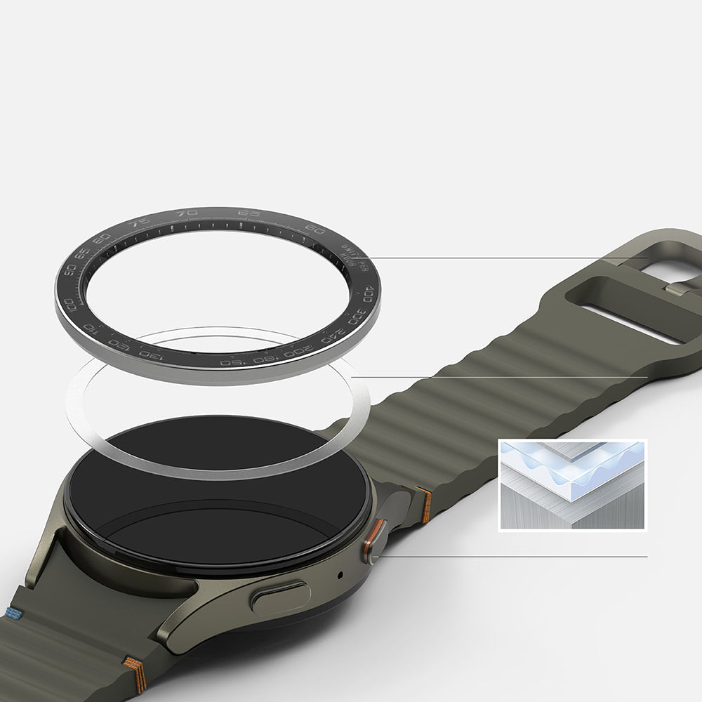 Ringke Premium Styling -suojakehys Samsung Galaxy Watch7 44mm:lle, Malli 1, Musta