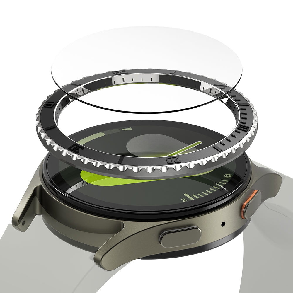 Ringke Premium Styling -suojakehys Samsung Galaxy Watch7 44mm:lle, Malli 3, Musta