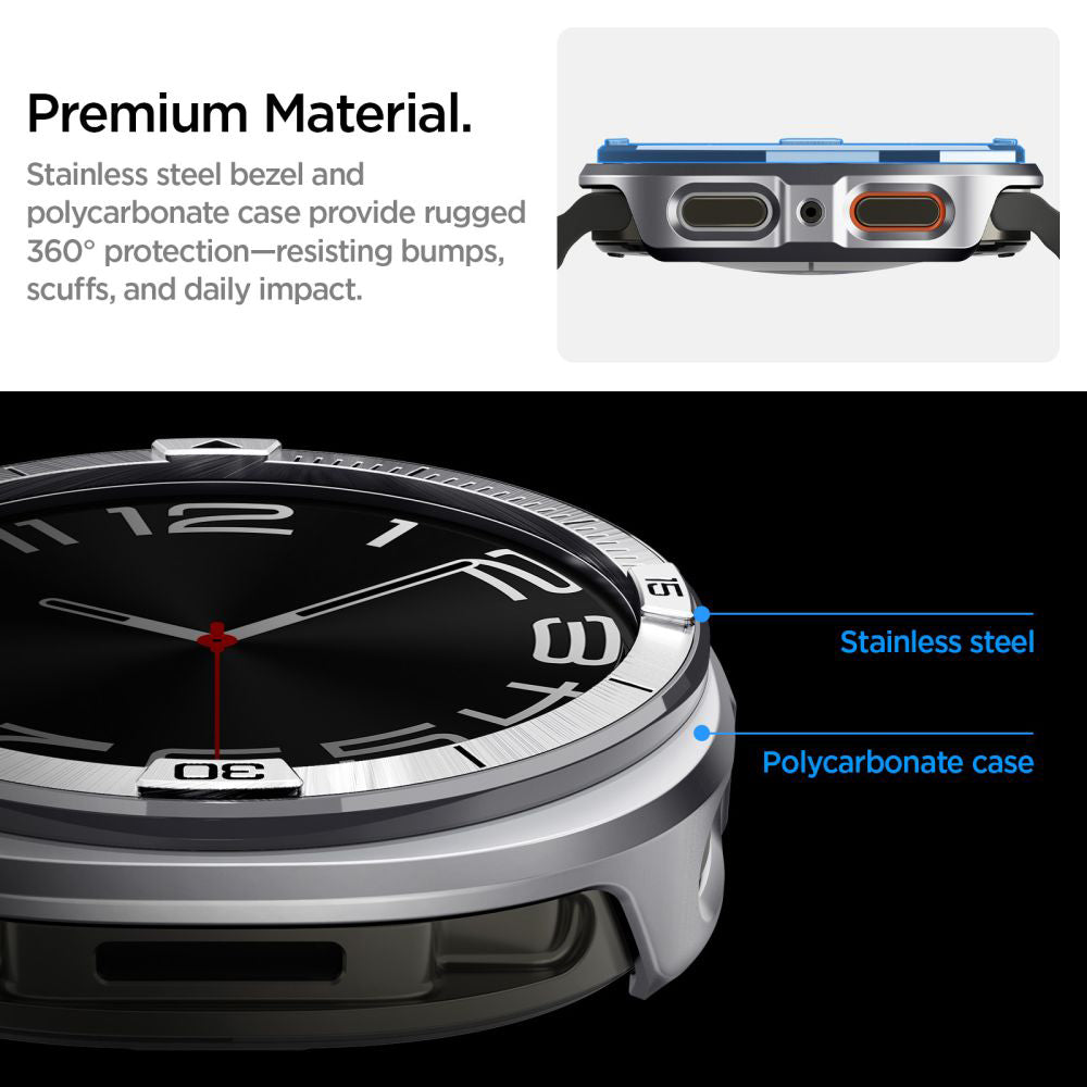 Spigen Tune Pro Pilot Protection Frame for Samsung Galaxy Watch8 44mm, Silver
