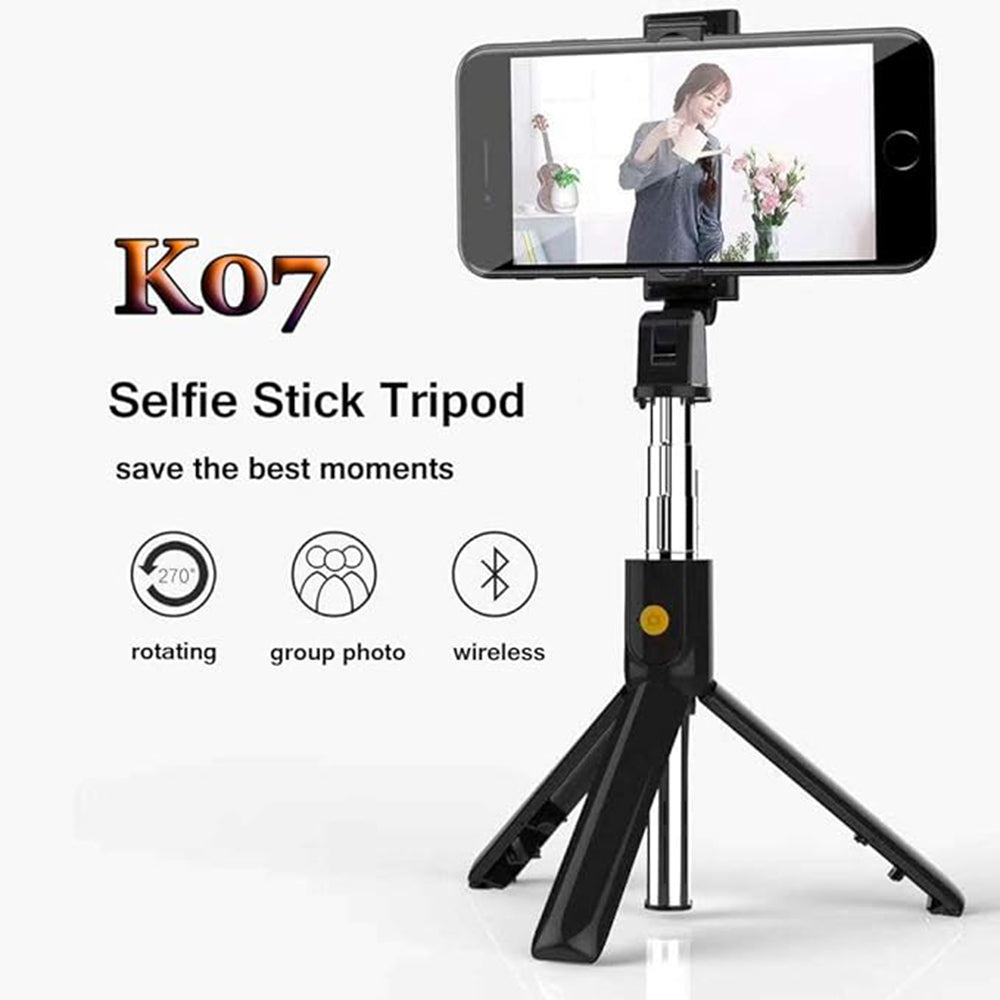 Selfie Stick Bluetooth Techsuit K07, Universal, Musta
