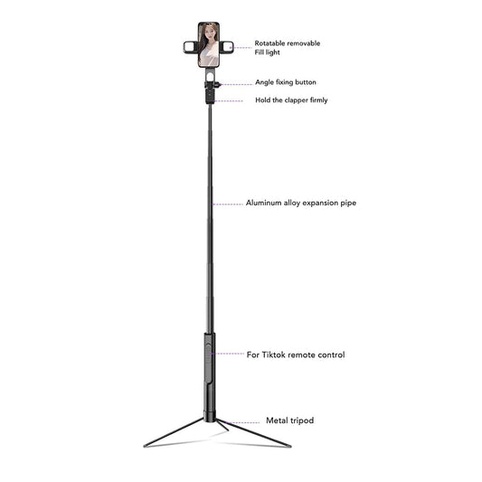 Selfie Stick Bluetooth Techsuit K30S, Universal, Musta
