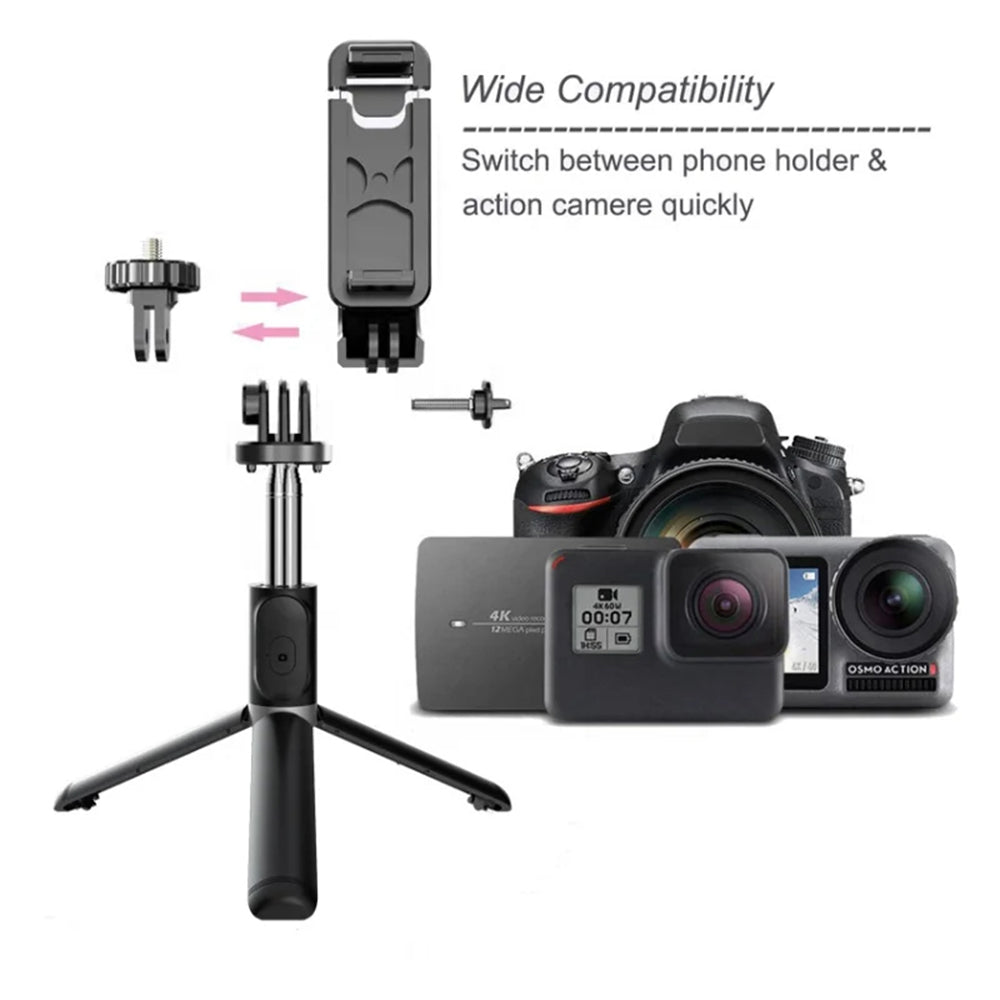 Selfie Stick Bluetooth Techsuit Q02, Universal, Musta