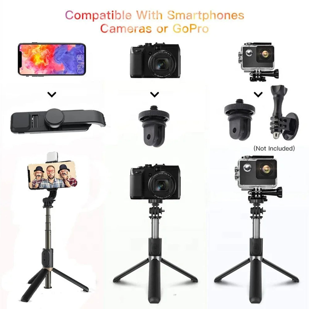 Selfie Stick Bluetooth Techsuit Q03s, Universal, Musta