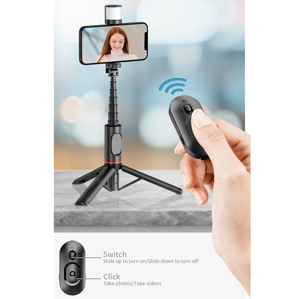 Selfie Stick Bluetooth Techsuit Q12S, Universal, Musta