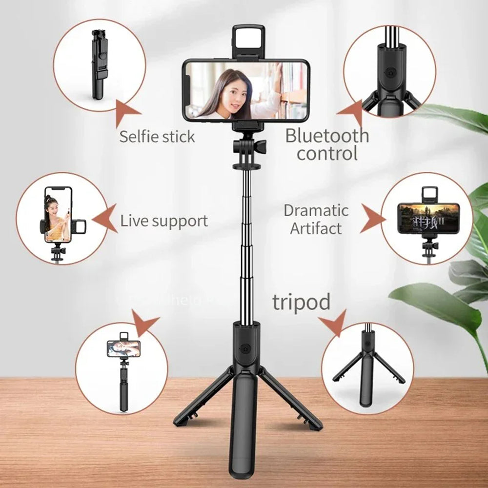 Selfie Stick Bluetooth Techsuit S03-S, Universal, Musta