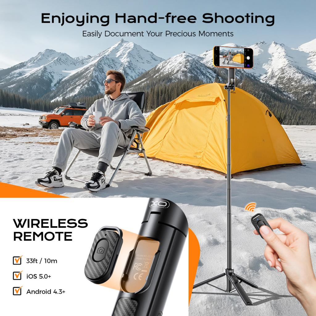 Selfie-tikku Bluetooth XO Design SS30, Universaali, Musta