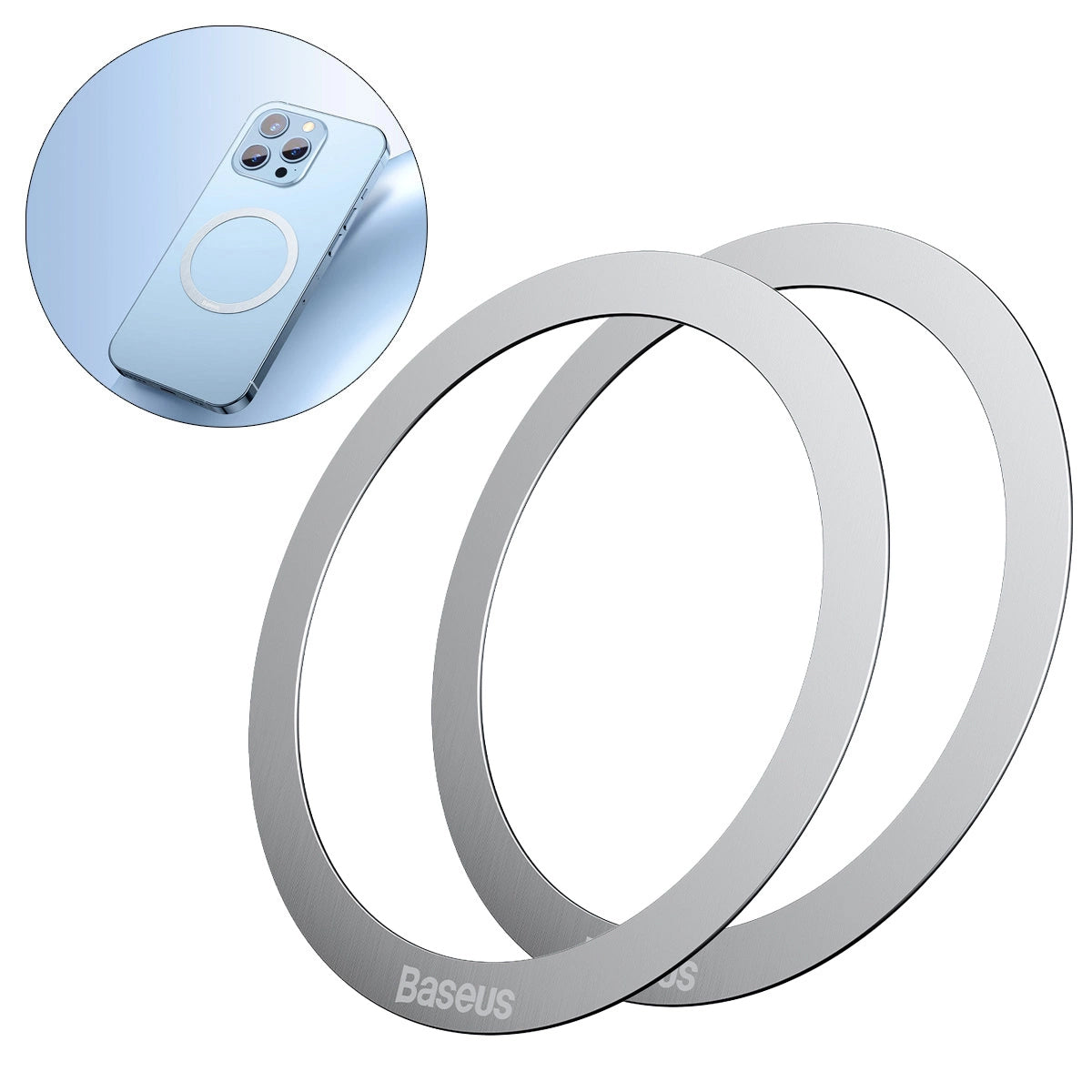 Baseus Halo metallitarra, 2 kappaleen setti, hopea PCCH000012