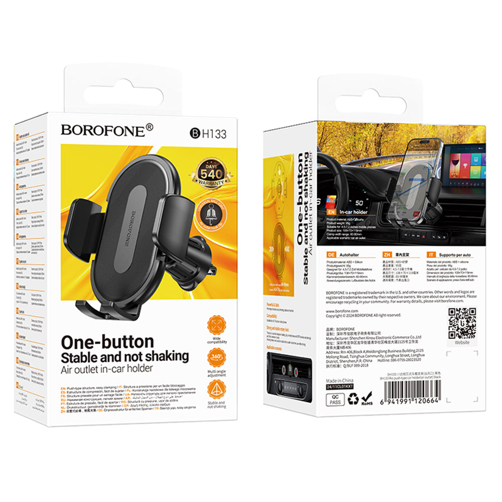 Auto Teline Borofone BH133 Rio, 4.5 tuumaa - 7 tuumaa, Musta