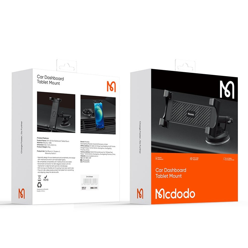McDodo CM-4310 Autoteline Puhelimelle / Tabletille, 4.7 tuumaa - 12.9 tuumaa, Musta