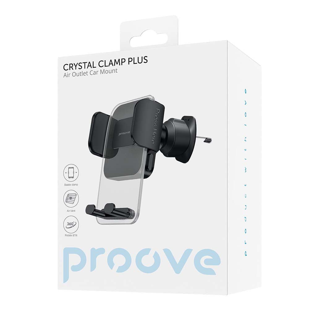 Proove Crystal Clamp Plus Vent -autoteline, 4.7 tuumaa - 6.9 tuumaa, Musta CHCCP0000001