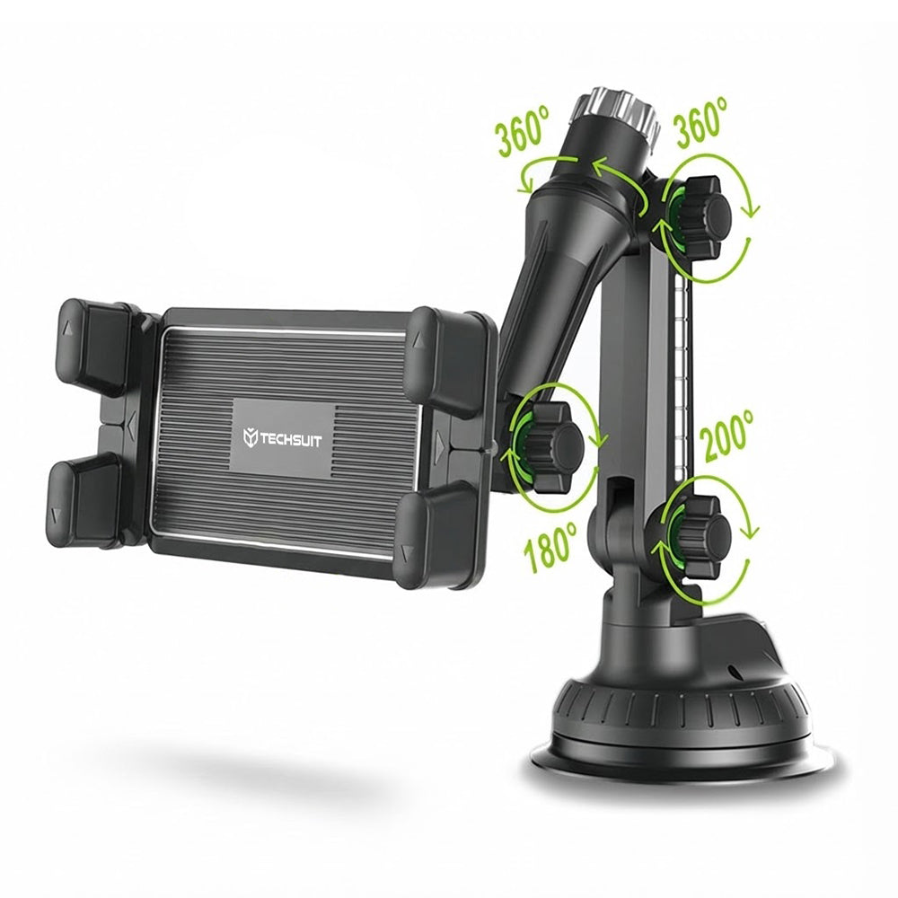 Techsuit ST1 Autoteline Puhelimelle / Tabletille, 4.7 tuumaa - 12.9 tuumaa, Musta