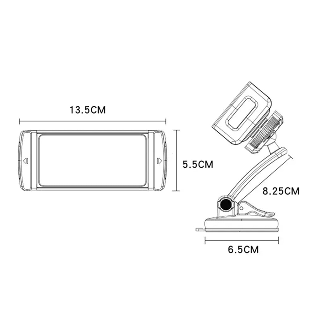 Yesido C171 Auto Teline, 4.7 tuumaa - 12 tuumaa, Musta