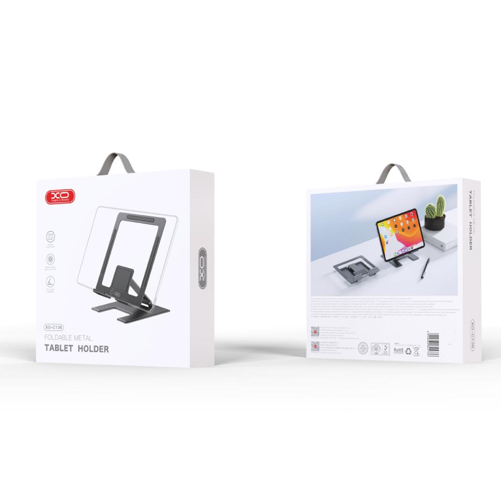 XO Design C136 Pöytäteline Puhelimelle / Tabletille, 4.7 tuumaa - 12.9 tuumaa, Musta