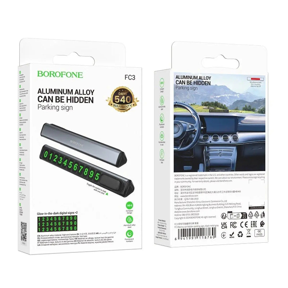 Autojen puhelinnumeroteline Borofone FC3 Ronny