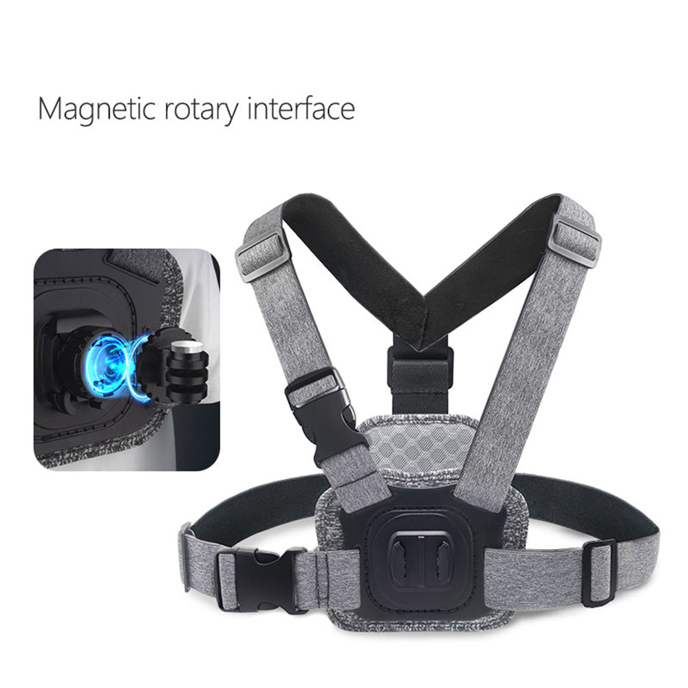 Techsuit JX-002 urheilukameran rintatuki GoPro-sarjalle, Harmaa