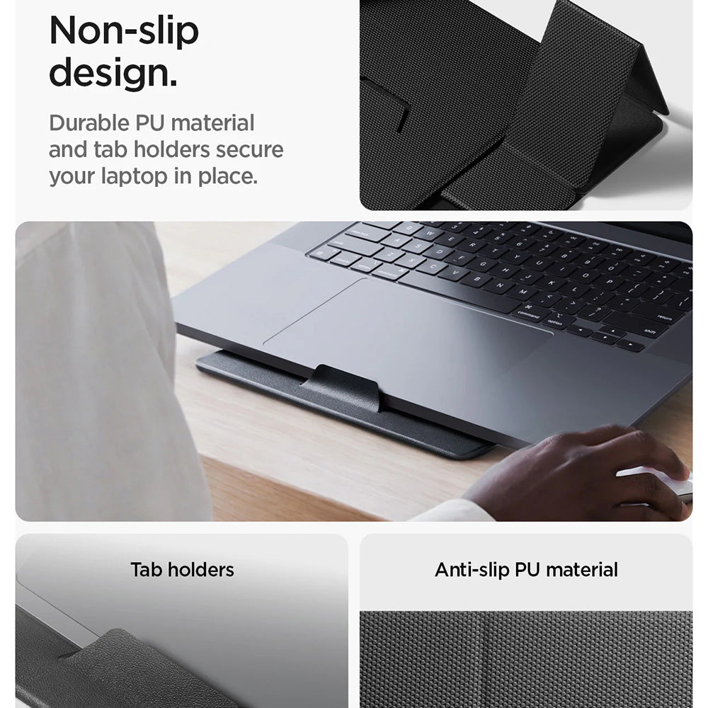 Spigen Slim Fold LD201-S8 -teline max. 16 tuuman kannettaville, Musta AMP11117