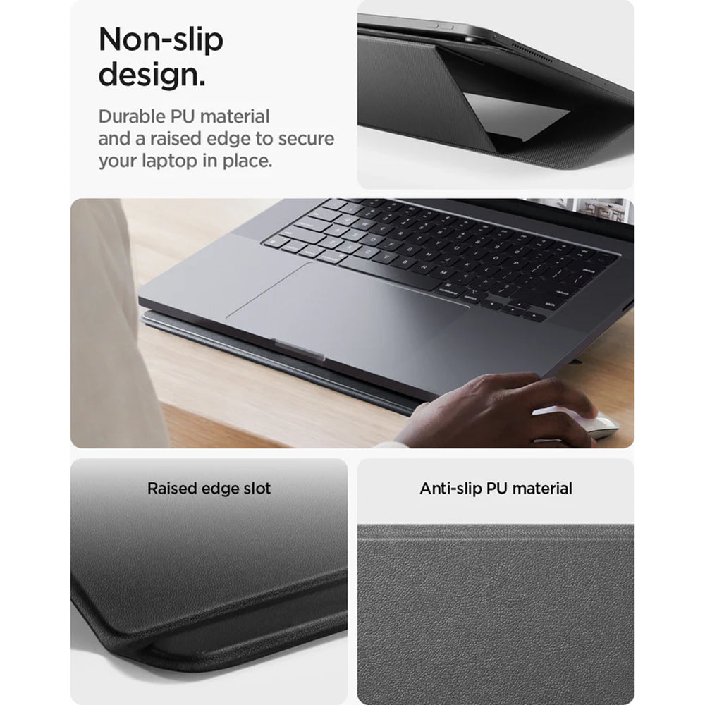 Spigen Slim Fold LD201-S7 -teline kannettavalle tietokoneelle, max. 14 tuumaa, musta AMP11116
