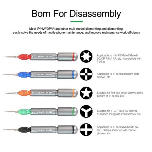 Relife RL-724A -ruuvimeisseli, 5in1
