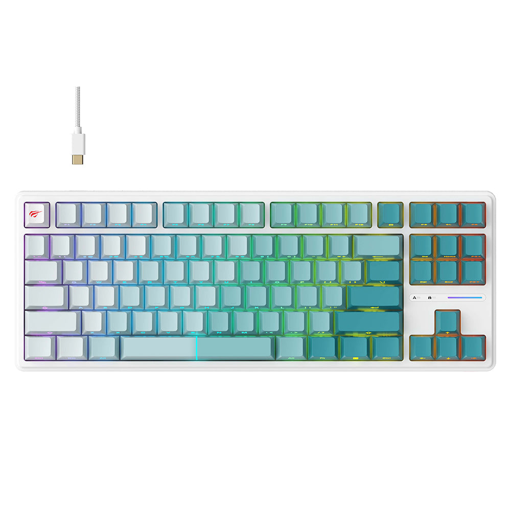 Pelinäppäimistö Wired USB HAVIT KB901L, RGB, 1.8m, Valkoinen Vihreä