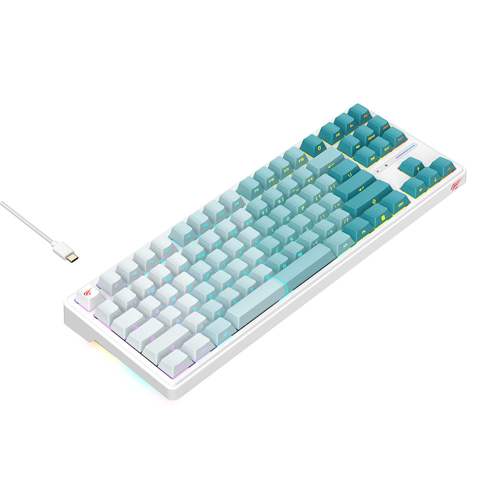 Pelinäppäimistö Wired USB HAVIT KB901L, RGB, 1.8m, Valkoinen Vihreä