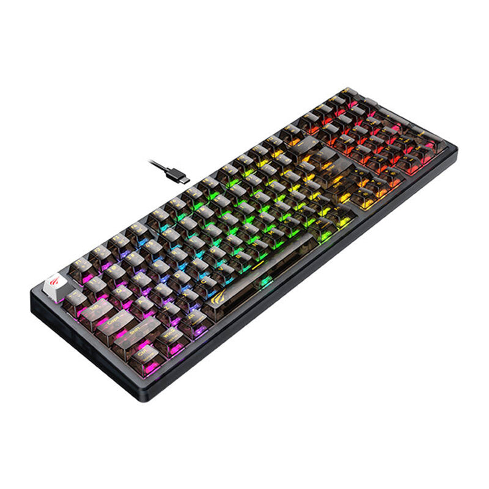 HAVIT KB875L pelinäppäimistö, langallinen USB, RGB, 1,8 m, musta läpinäkyvä