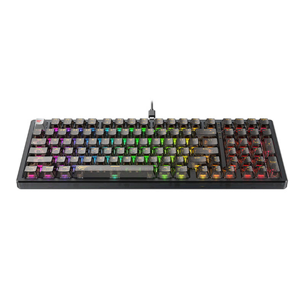 HAVIT KB875L pelinäppäimistö, langallinen USB, RGB, 1,8 m, musta läpinäkyvä